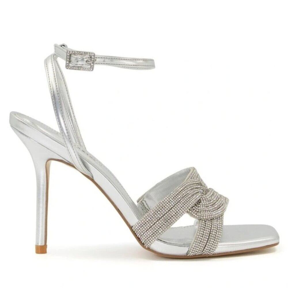Dune London  Marilyn Heeled Sandal in Silver Size 10 New